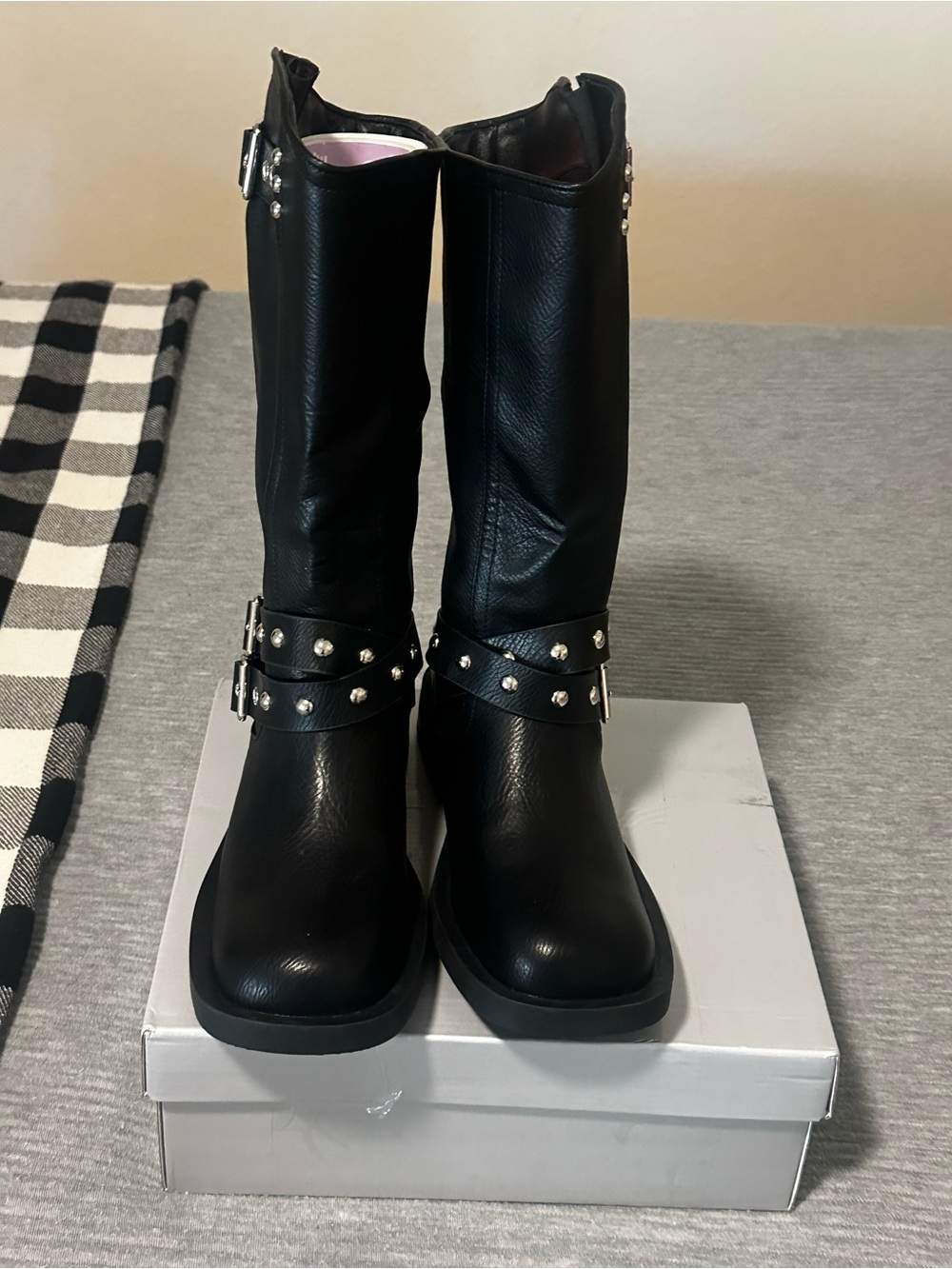 Black Studded Mid-Calf Women’s Boots